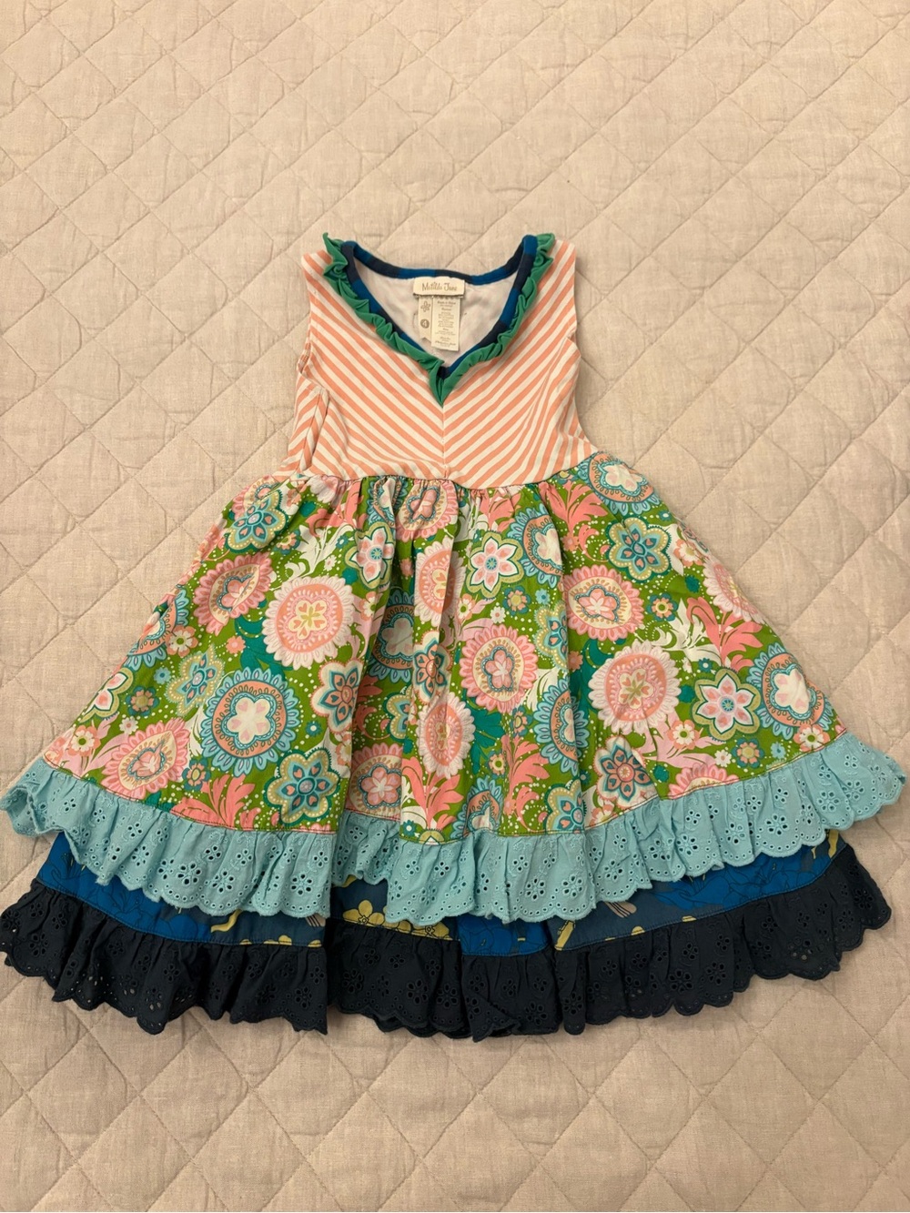 Matilda Jane Pink, Green & Blue Floral Ruffle Dress